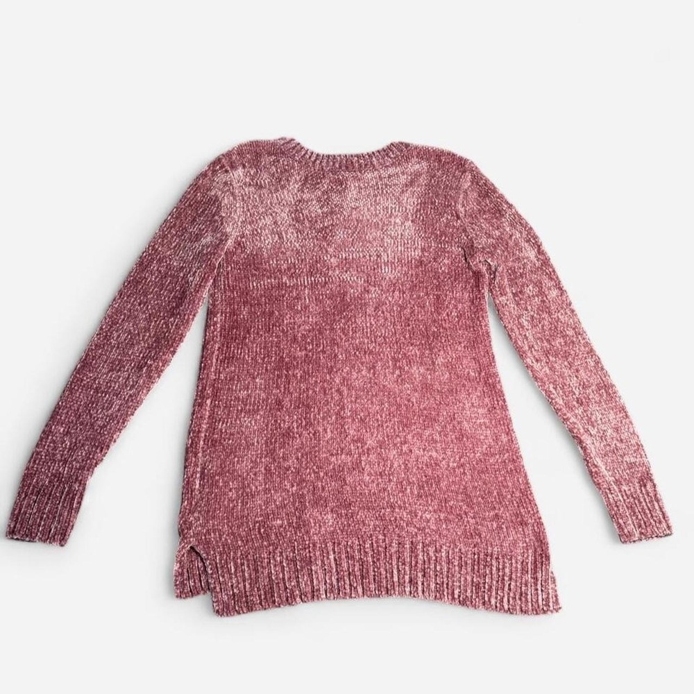 Orvis Chenille V-Neck Sweater Womens Size Large Mauve Pink Soft Plush Knit Tunic - Picture 6 of 8
